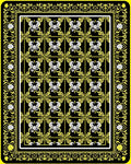 Black Yellow Floral Motif Rug