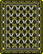 Black Yellow Floral Motif Rug