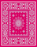 Vibrant Pink Medallion Floral Border Rug