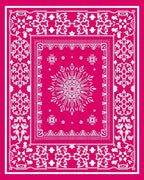 Vibrant Pink Medallion Floral Border Rug
