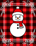 Red Black Buffalo Plaid Snowman Border Rug