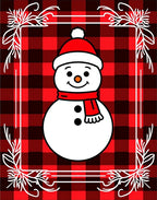 Red Black Buffalo Plaid Snowman Border Rug
