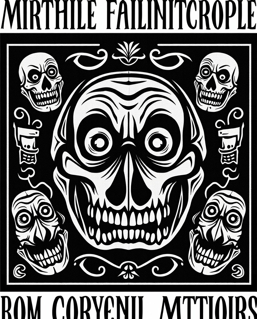 Gothic Black White Skull Collage Rug