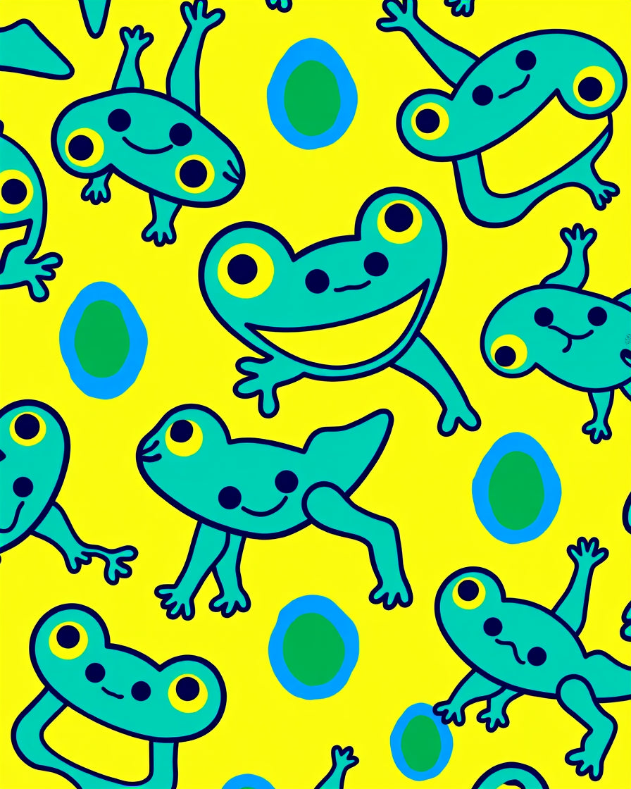 Yellow Green Frog Jam Session Rug