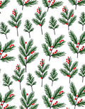 Festive Greenery Red Berry Sprigs Rug
