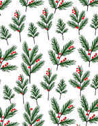 Festive Greenery Red Berry Sprigs Rug