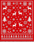 Vibrant Red Reindeer Snowflake Trees Rug