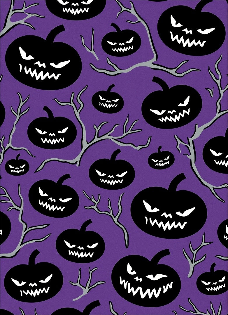 Spooky Black Pumpkin Branch Purple Rug