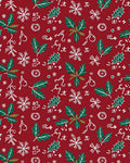 Red Holly Snowflake Whimsical Garlands Rug