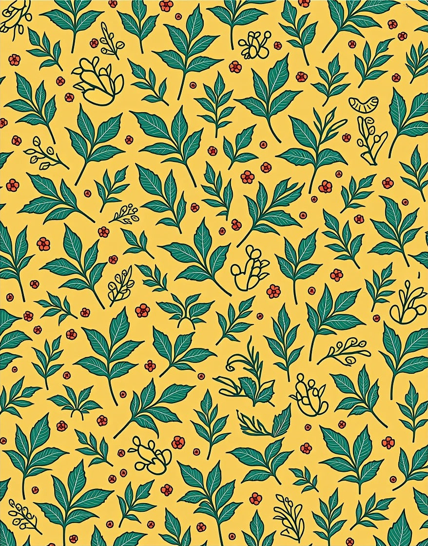 Yellow Green Leafy Berry Sprig Rug