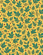 Yellow Green Leafy Berry Sprig Rug