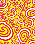 Vibrant Abstract Swirls Yellow Red Rug