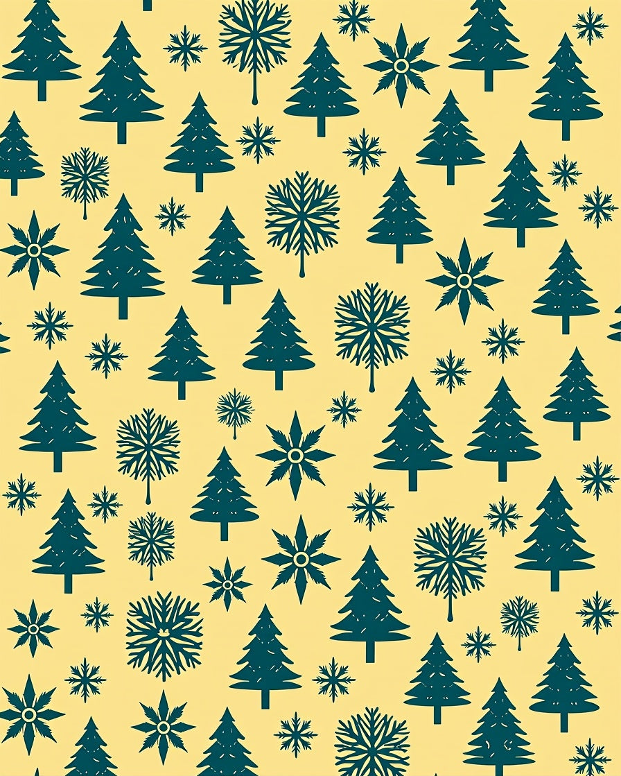 Teal Pine and Snowflake Scatter Rug