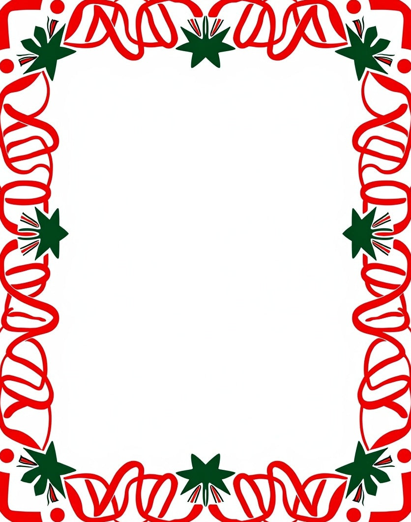 Festive Red Ribbon Star Border Rug