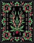 Vibrant Green Berry Garden Medallion Rug
