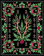 Vibrant Green Berry Garden Medallion Rug