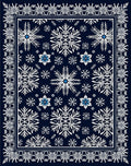 Navy Blue Snowflake Winter Wonderland Rug