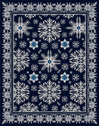 Navy Blue Snowflake Winter Wonderland Rug