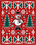 Charming Snowman Red Christmas Trees Rug