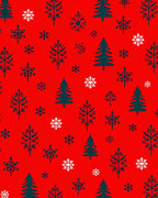 Red Snowflakes and Trees Repeat Rug