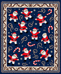Festive Santa Claus Candy Cane Navy Rug