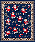 Festive Santa Claus Candy Cane Navy Rug