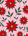 Red Poinsettias Green Foliage Pink Background Rug