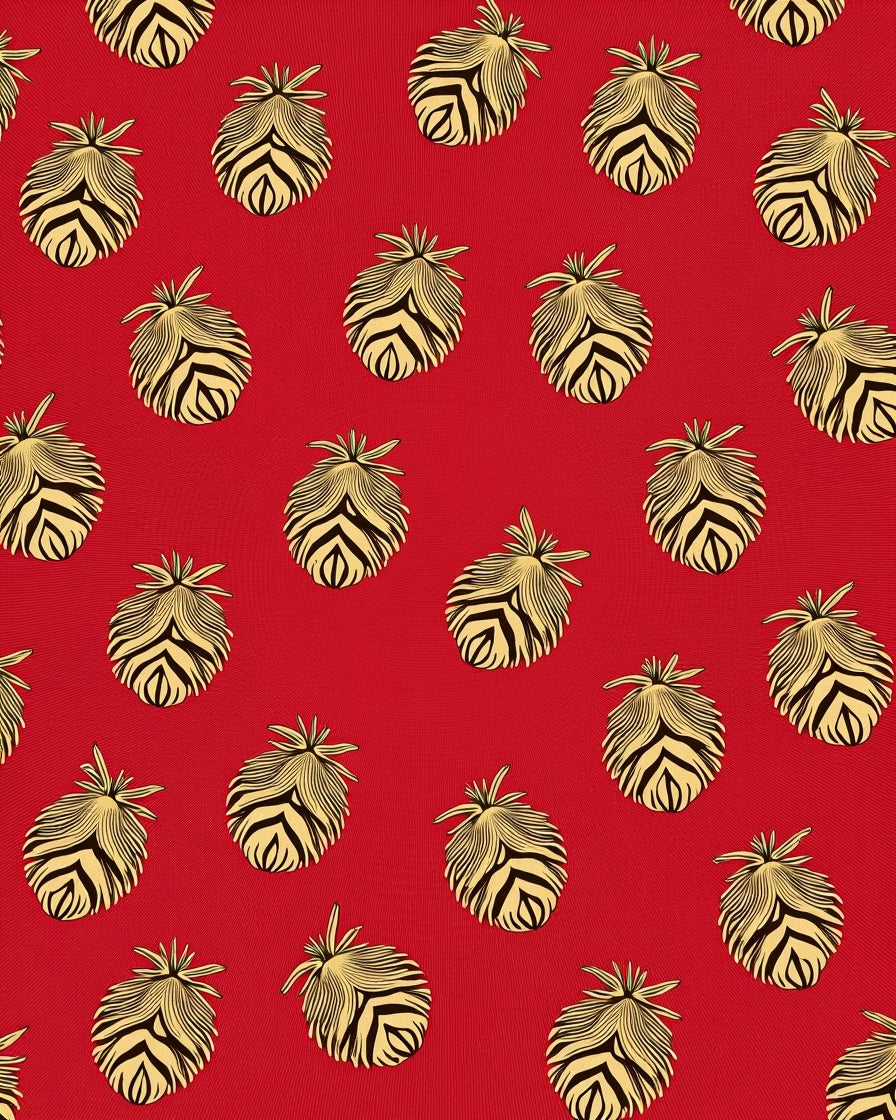 Crimson And Gold Feathered Fruit Rug