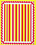 Vibrant Red Yellow Striped Border Rug
