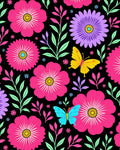 Vibrant Pink Purple Butterfly Garden Bloom Rug