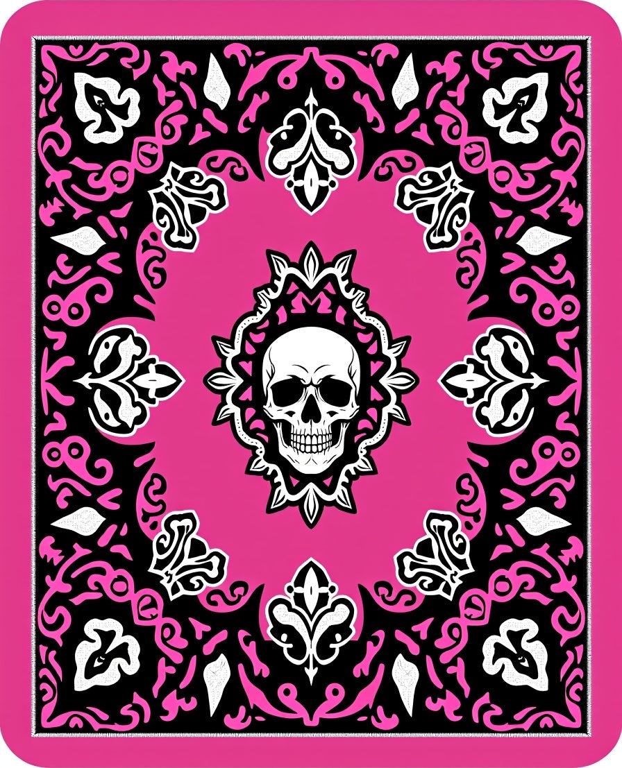 Pink Skull With Baroque Accents Rug