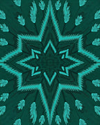 Teal Starburst Feather Medallion Rug