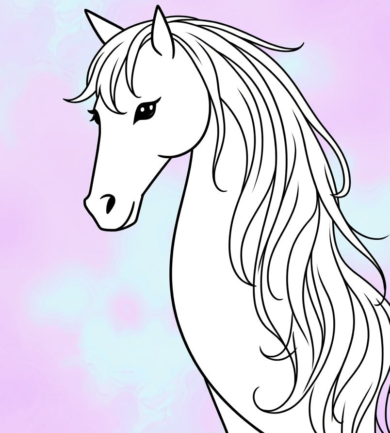 Mystical White Horse Pastel Swirl Rug