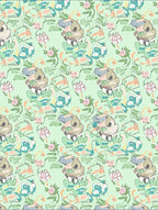 Whimsical Mint Floral Creature Garden Rug