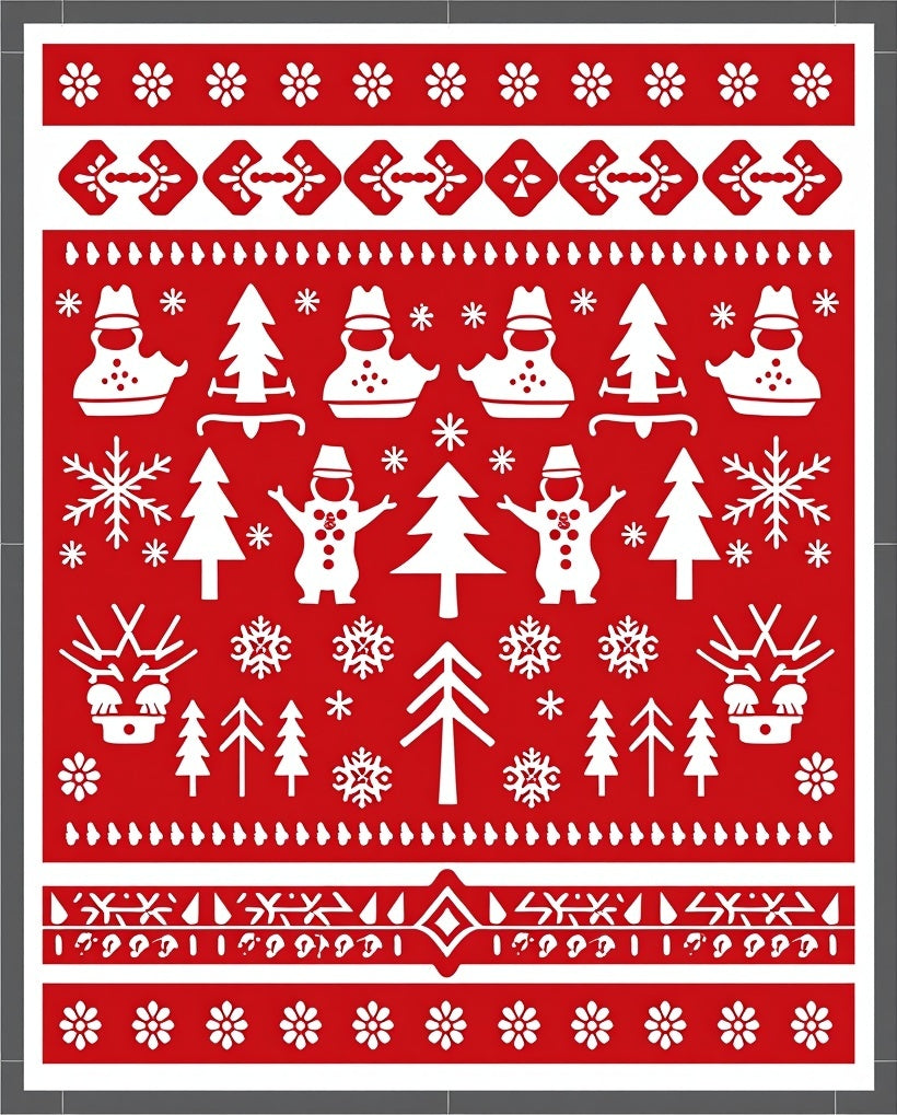 Whimsical Red Snowman Forest Rug