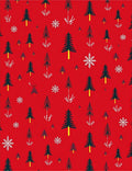 Festive Red Pine Forest Snowflakes Rug