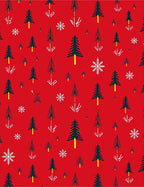 Festive Red Pine Forest Snowflakes Rug