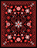 Bold Black Red Floral Starburst Medallion Rug