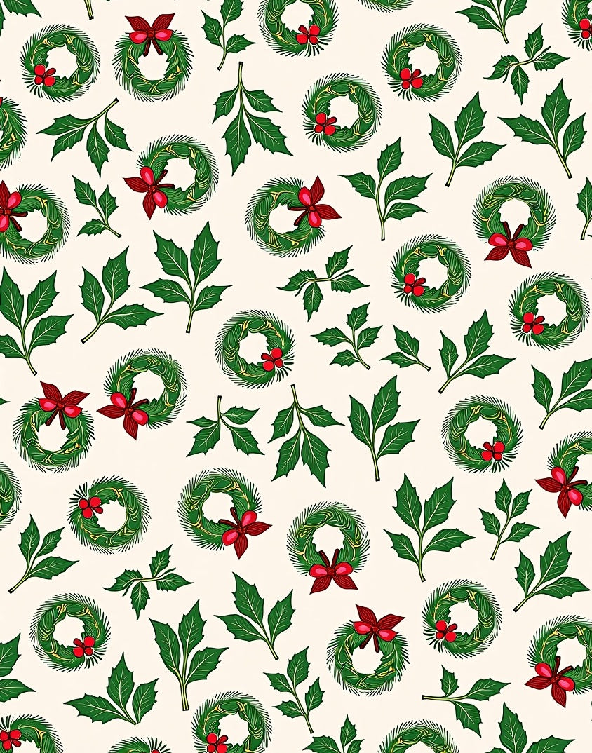 Festive Red Bow Wreath Holly Rug