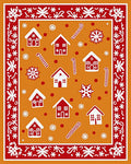 Red White Gingerbread House Candy Cane Snowflakes Rug