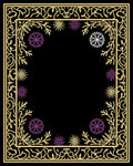 Golden Filigree Purple Flower Frame Rug