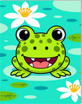 Cute Green Frog Lily Pad Pond Rug