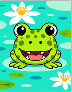 Cute Green Frog Lily Pad Pond Rug