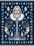 Dark Blue Winter Folk Man Rug