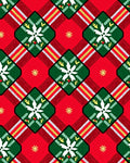 Red Green Plaid Floral Diamond Rug