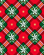 Red Green Plaid Floral Diamond Rug