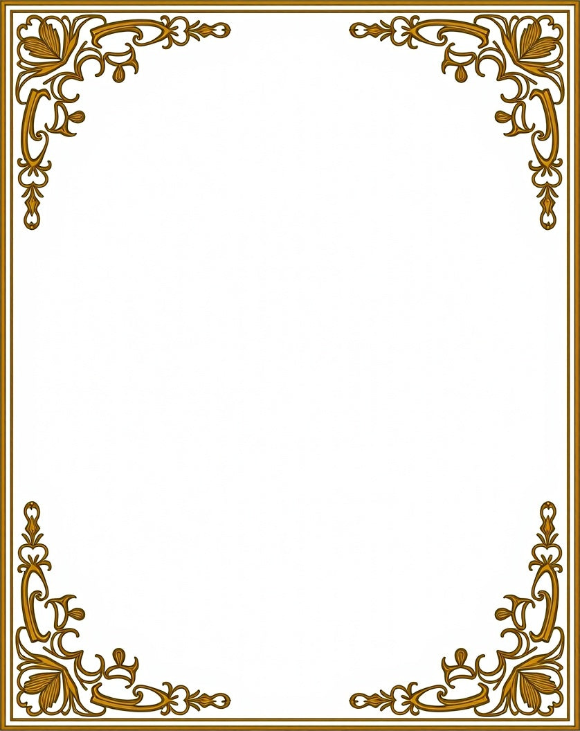 Ornate Gold Floral Corner Frame Rug
