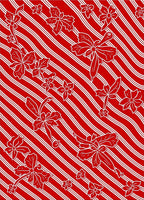 Crimson White Floral Striped Whimsical Rug