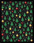 Festive Green Christmas Trees Gold Orbs Rug