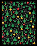 Festive Green Christmas Trees Gold Orbs Rug